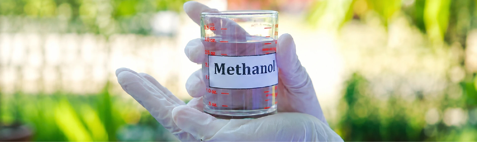 Methanol sample in laboratory beaker